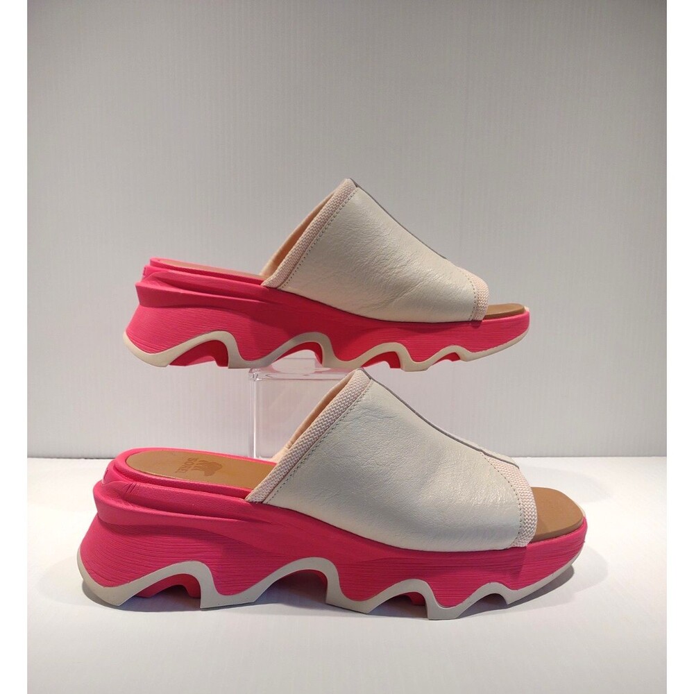 Sorel Kinetic Impact Slide High Sandals Chalk/Pink Wedges Women’s Size 9 Casual
